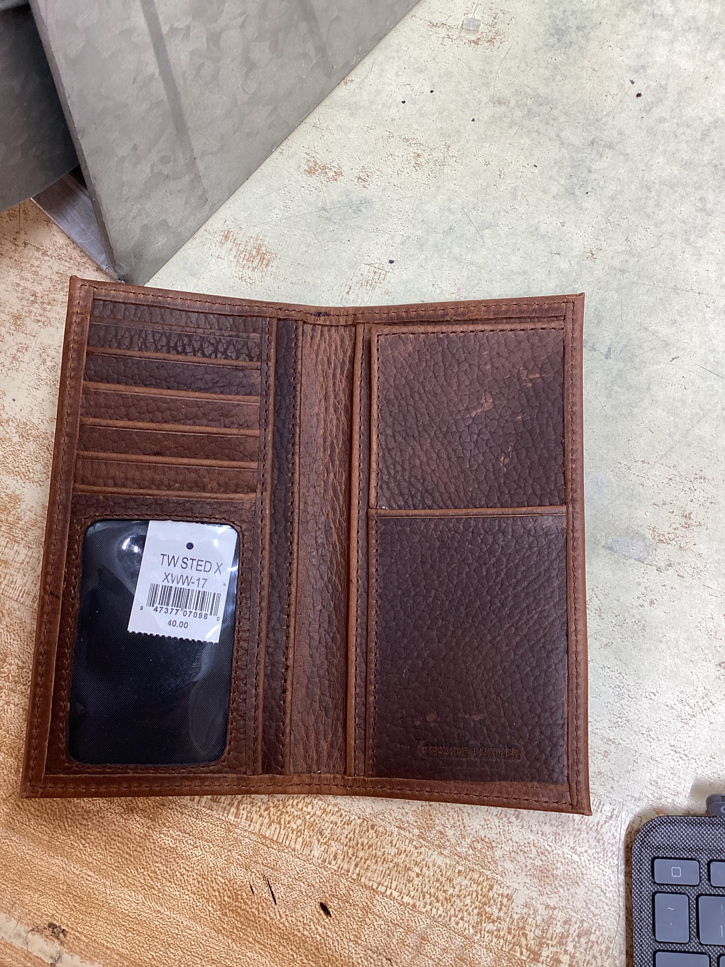 Twisted X Leather Rodeo Wallet Brown Pebbled Leather