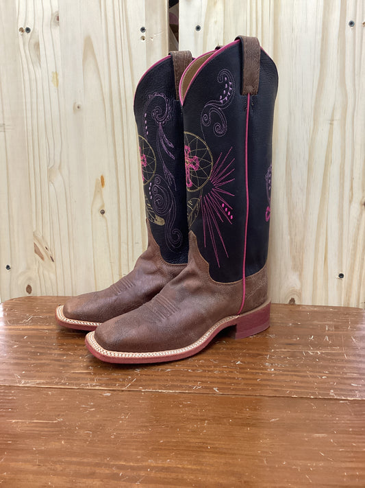 Justin Bent Rail Old Map Cow Ladies Cowboy Boots&