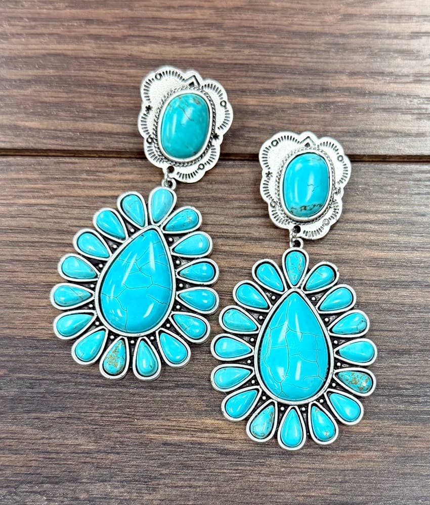 3.5" Navajo Turquoise Post Earrings