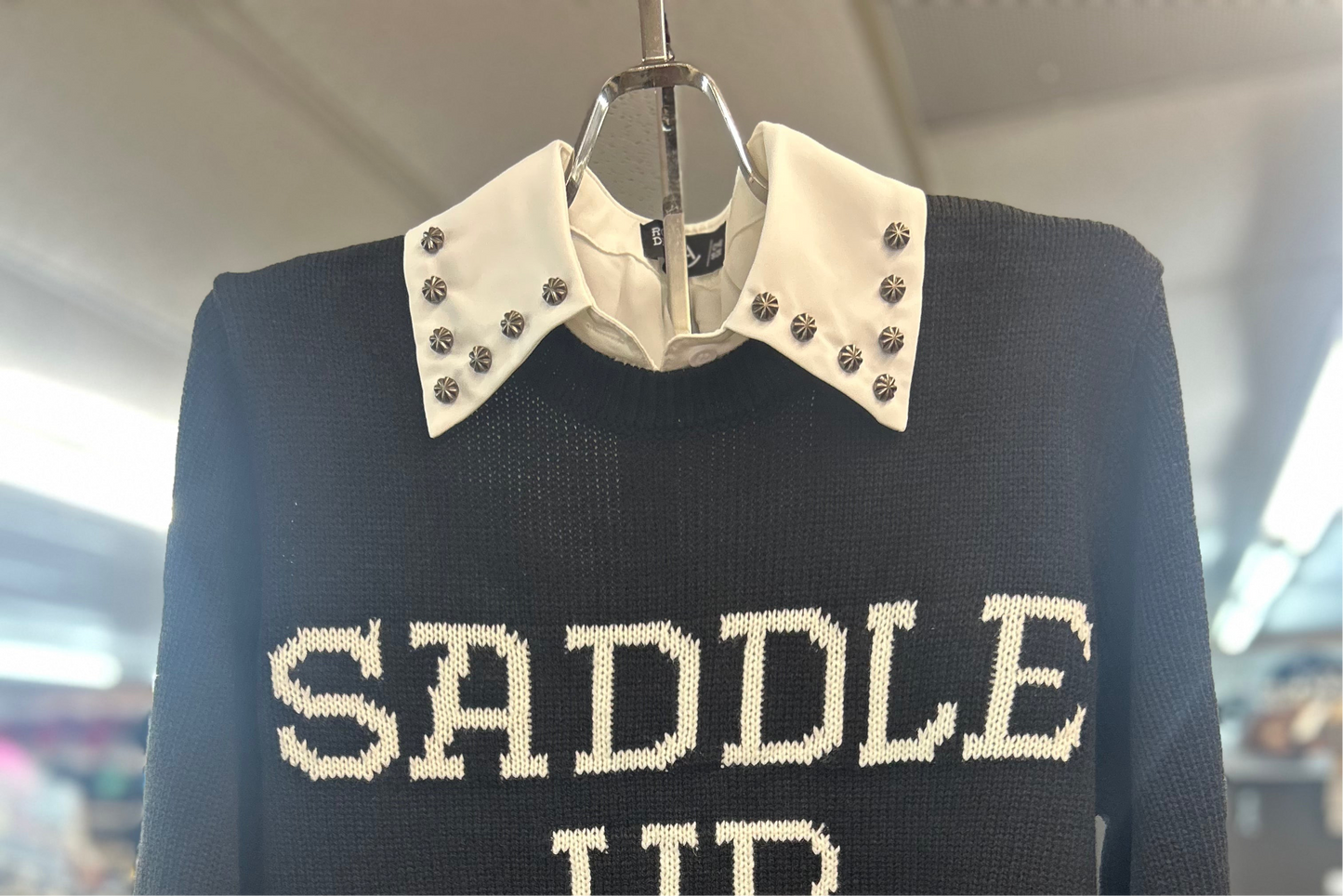 White Studded Faux Collar
