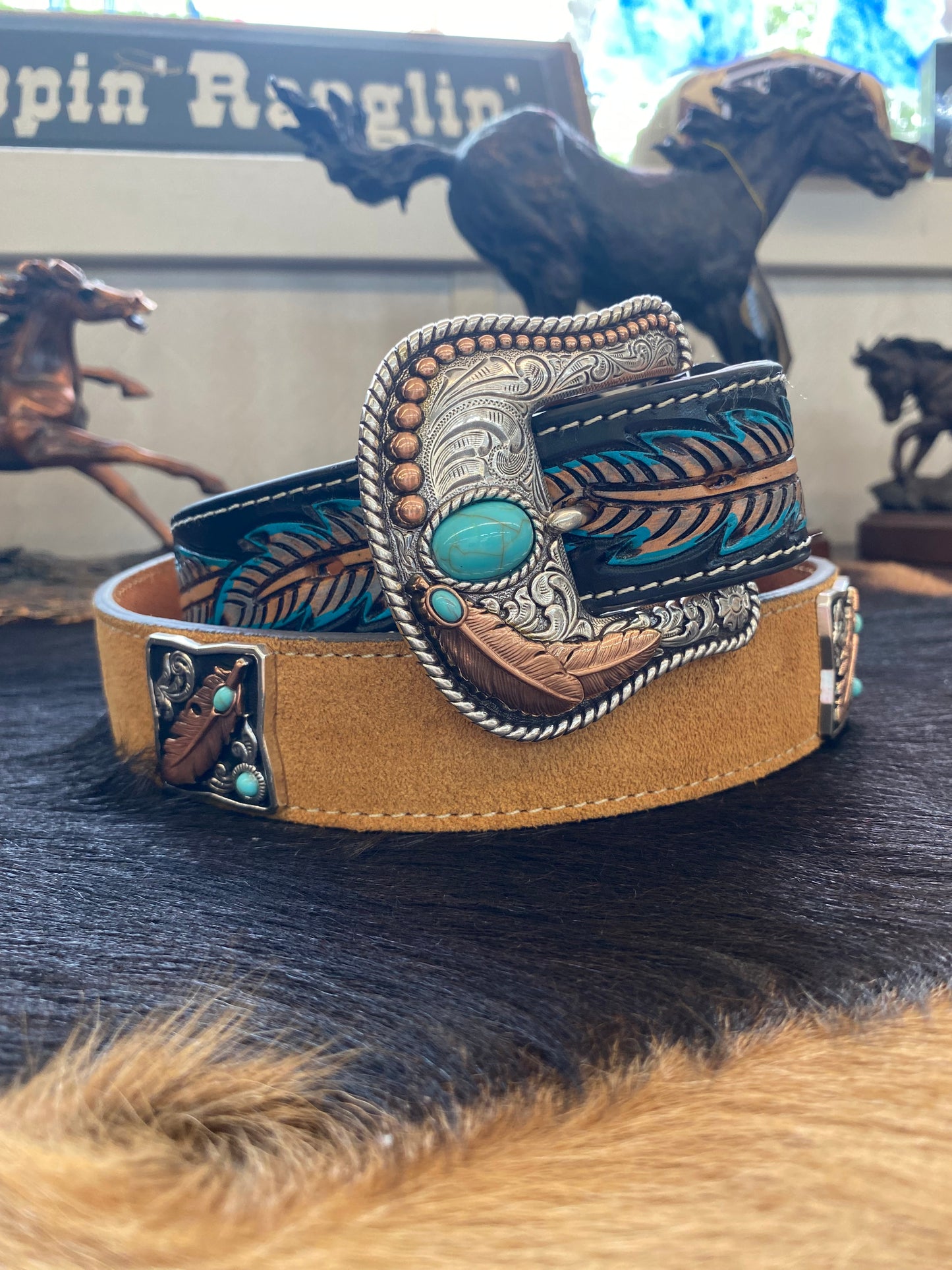 Feather Dreams Hand Tooled Belt by Nocona