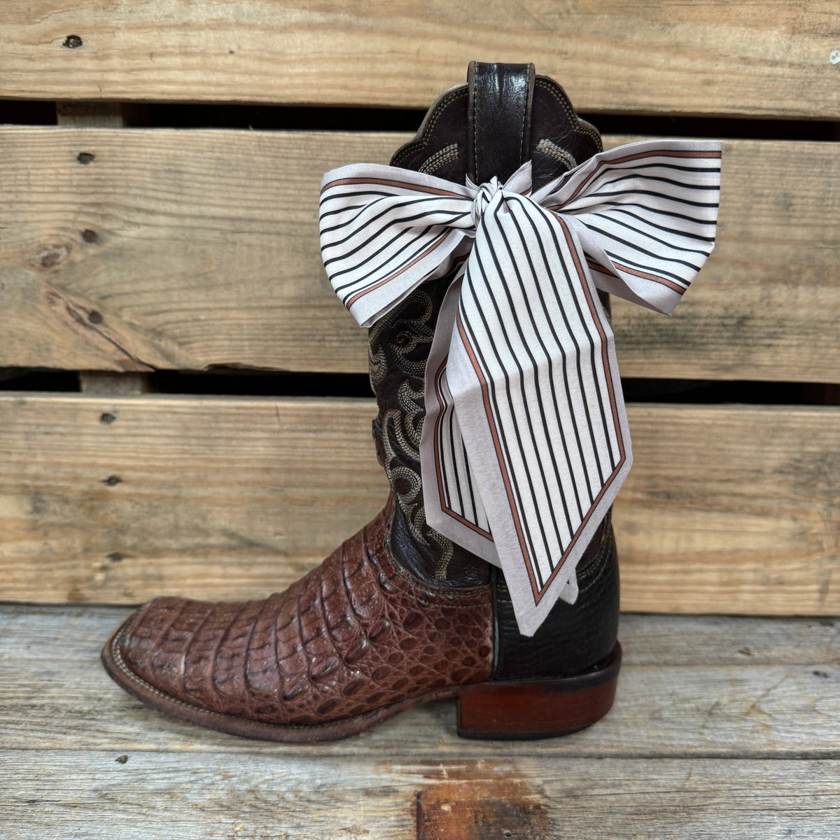 Cream and Brown Skinny Cowgirl Necktie