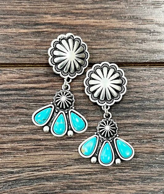 2" Turquoise Post Earrings