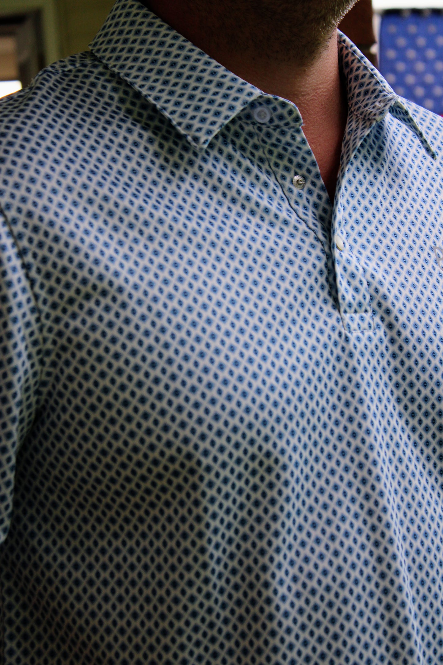 Men's Blue Geo Snap Polo by Panhandle Slim