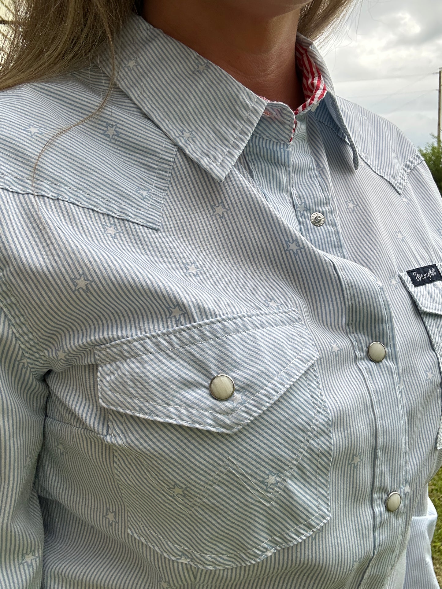 Wrangler Retro® Women's Long-Sleeve Pearl Snap- Stars & Stripes