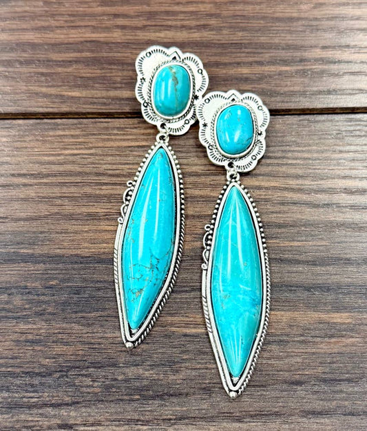 4.2" Navajo Turquoise Post Earrings