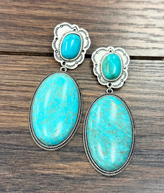 3.5" Navajo Turquoise Post Earrings