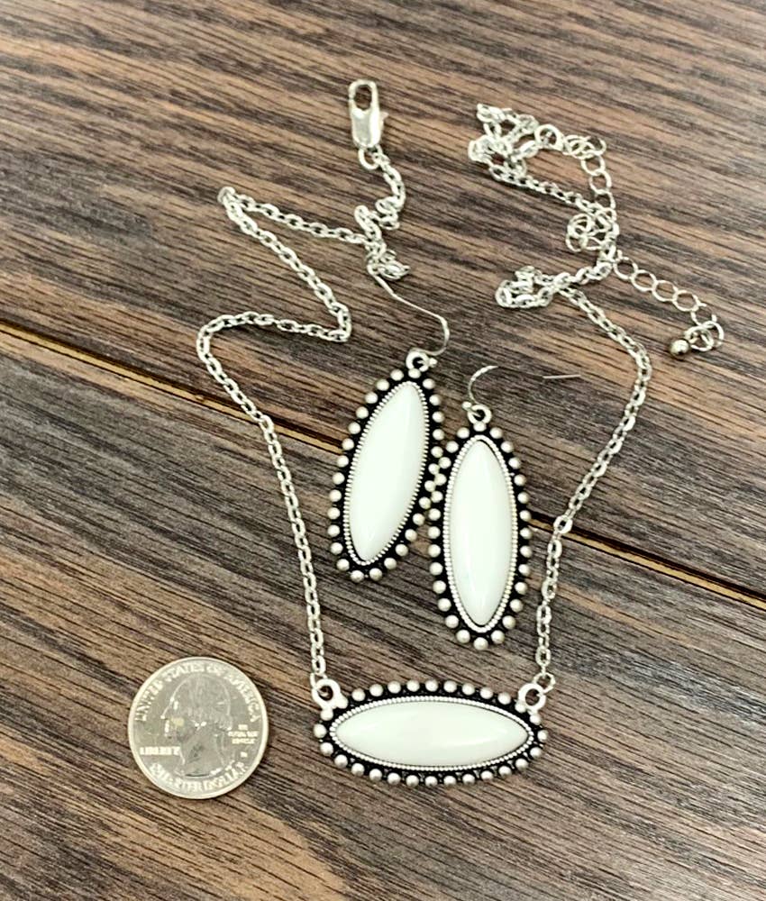 16" White Turquoise Necklace & Earrings Set