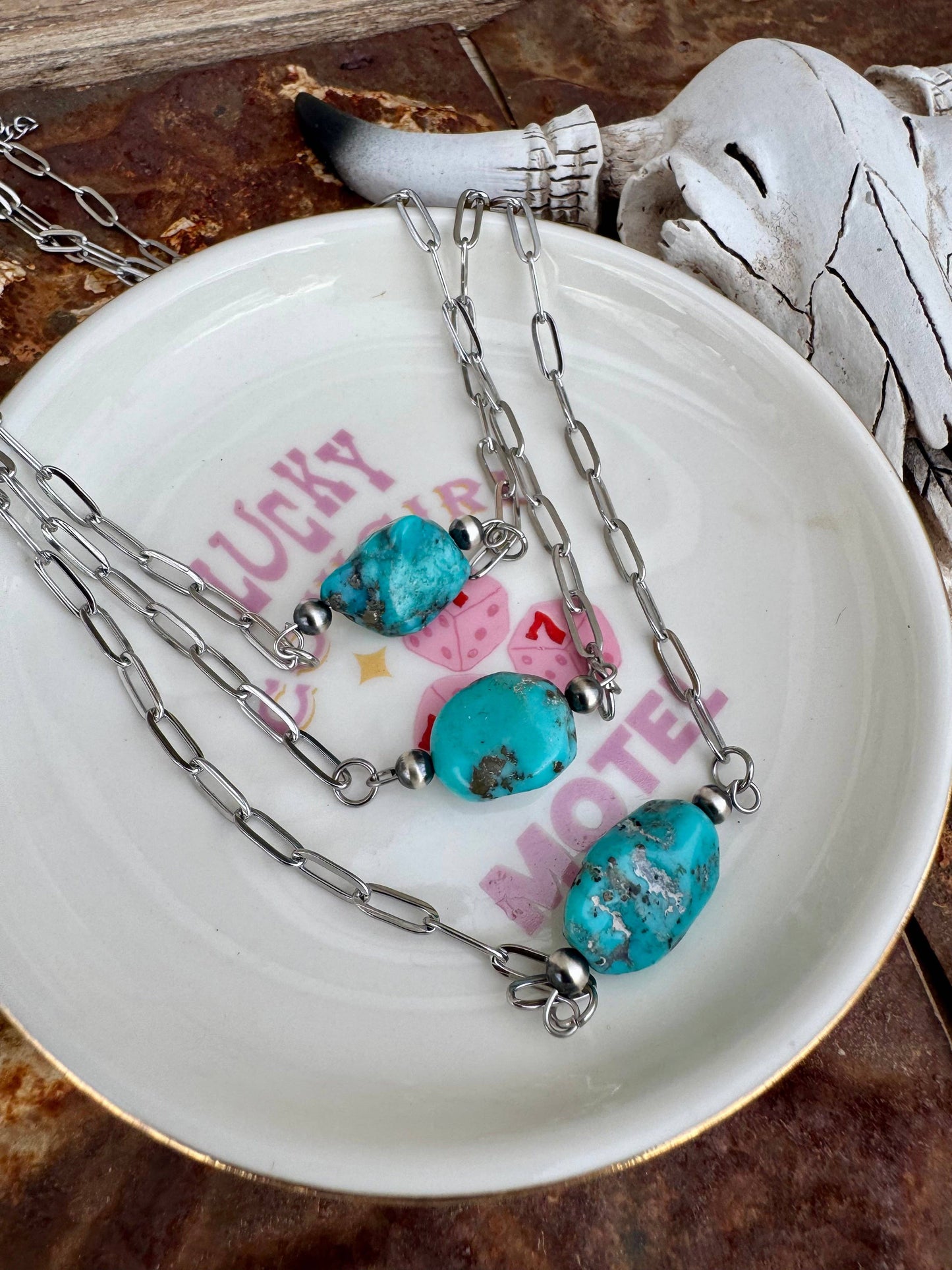 Kingman Turquoise Nugget Bar Chokers