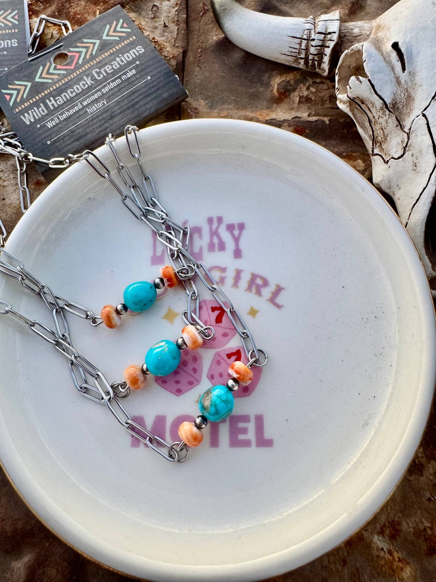 Turquoise & Spiny Oyster Choker Necklace
