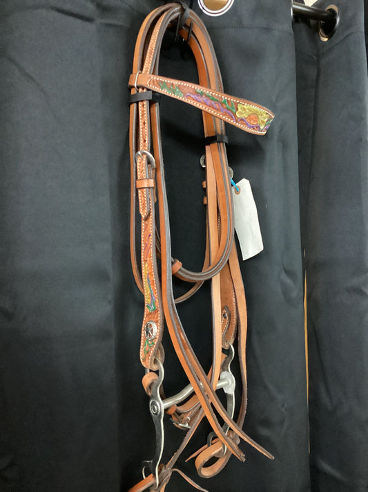 Hand painted Headstall with reins