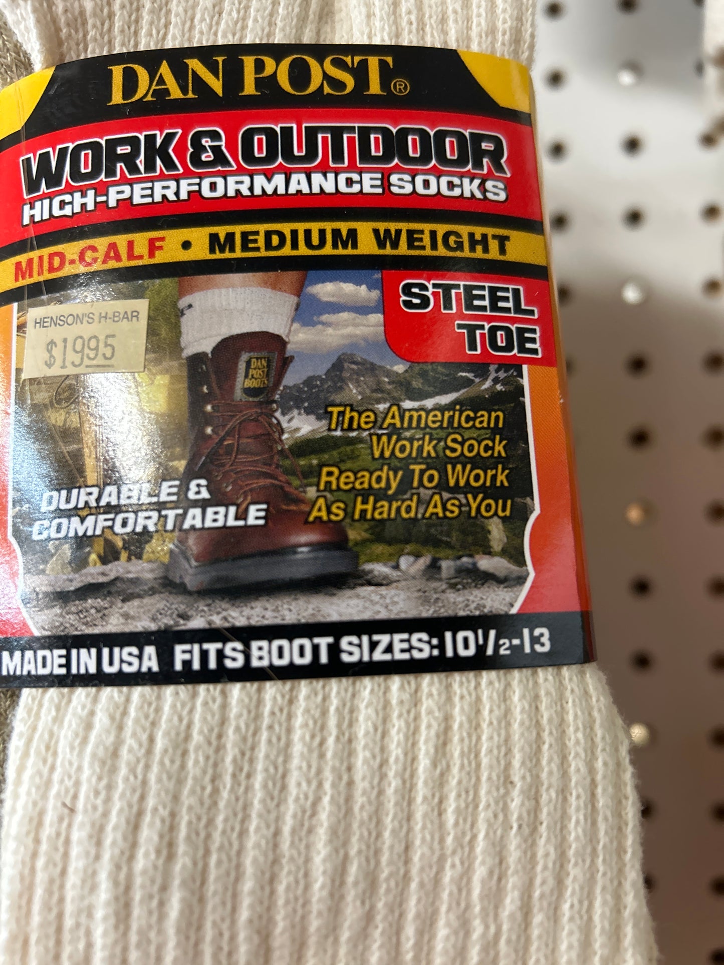 Dan Post Work & Outdoor High-Performance Socks- Medium Weight Mid-Calf Steel Toe