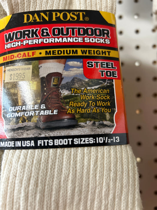Dan Post Work & Outdoor High-Performance Socks- Medium Weight Mid-Calf Steel Toe