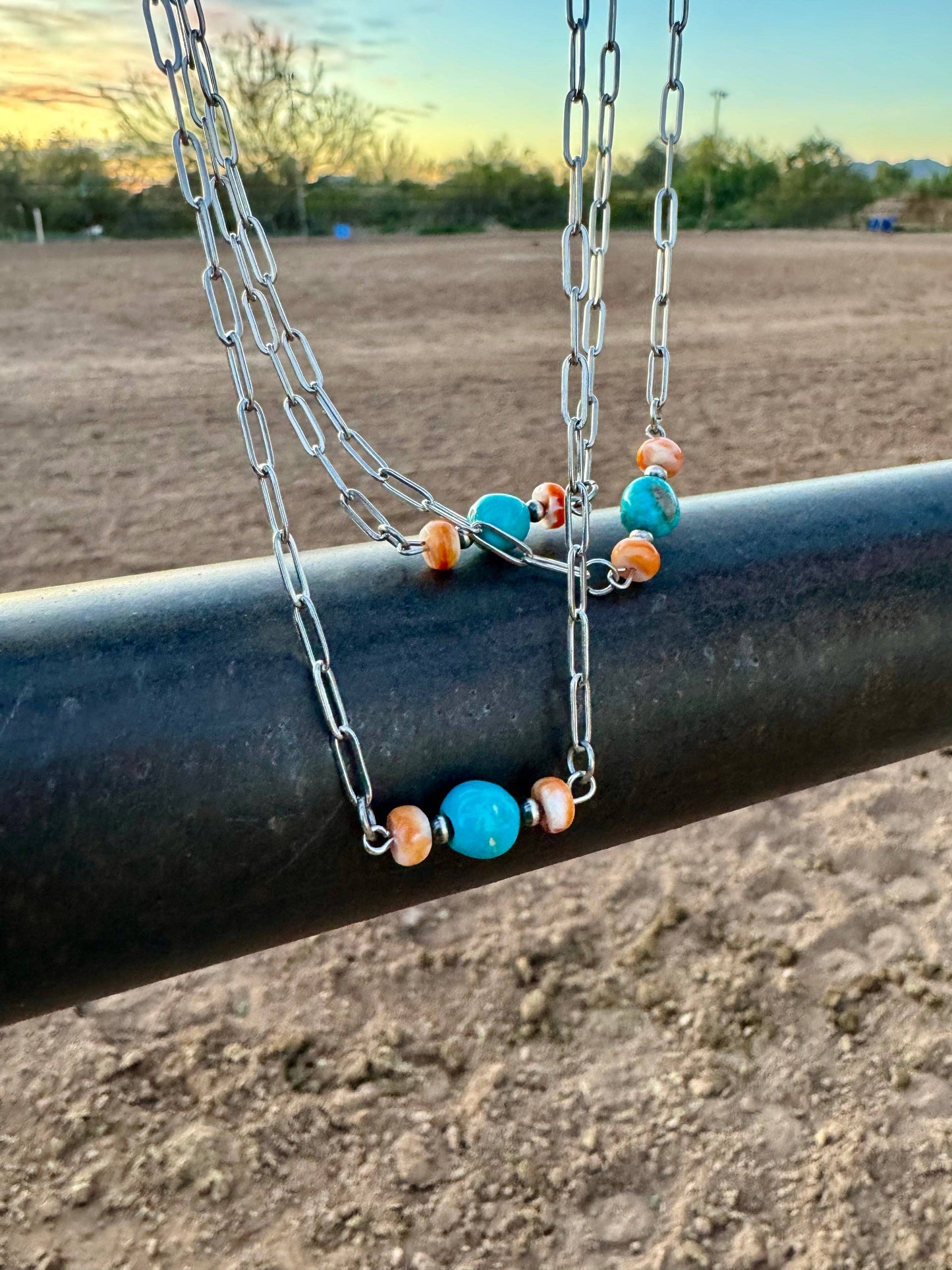Turquoise & Spiny Oyster Choker Necklace