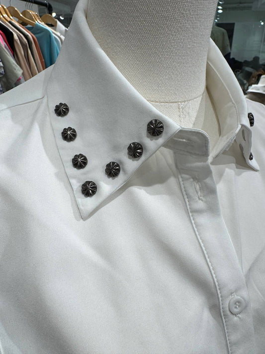 White Studded Faux Collar