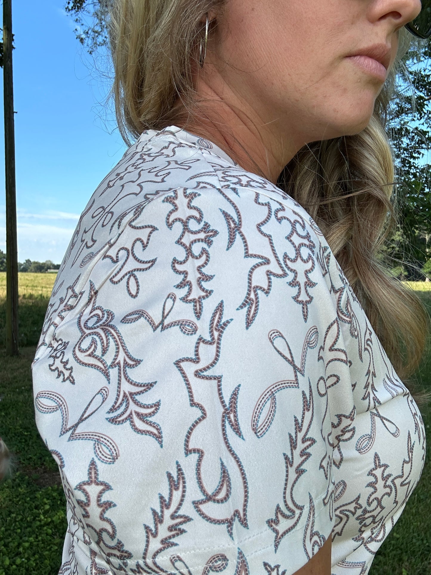 Ladies Boot Stitch Print Performance Tee