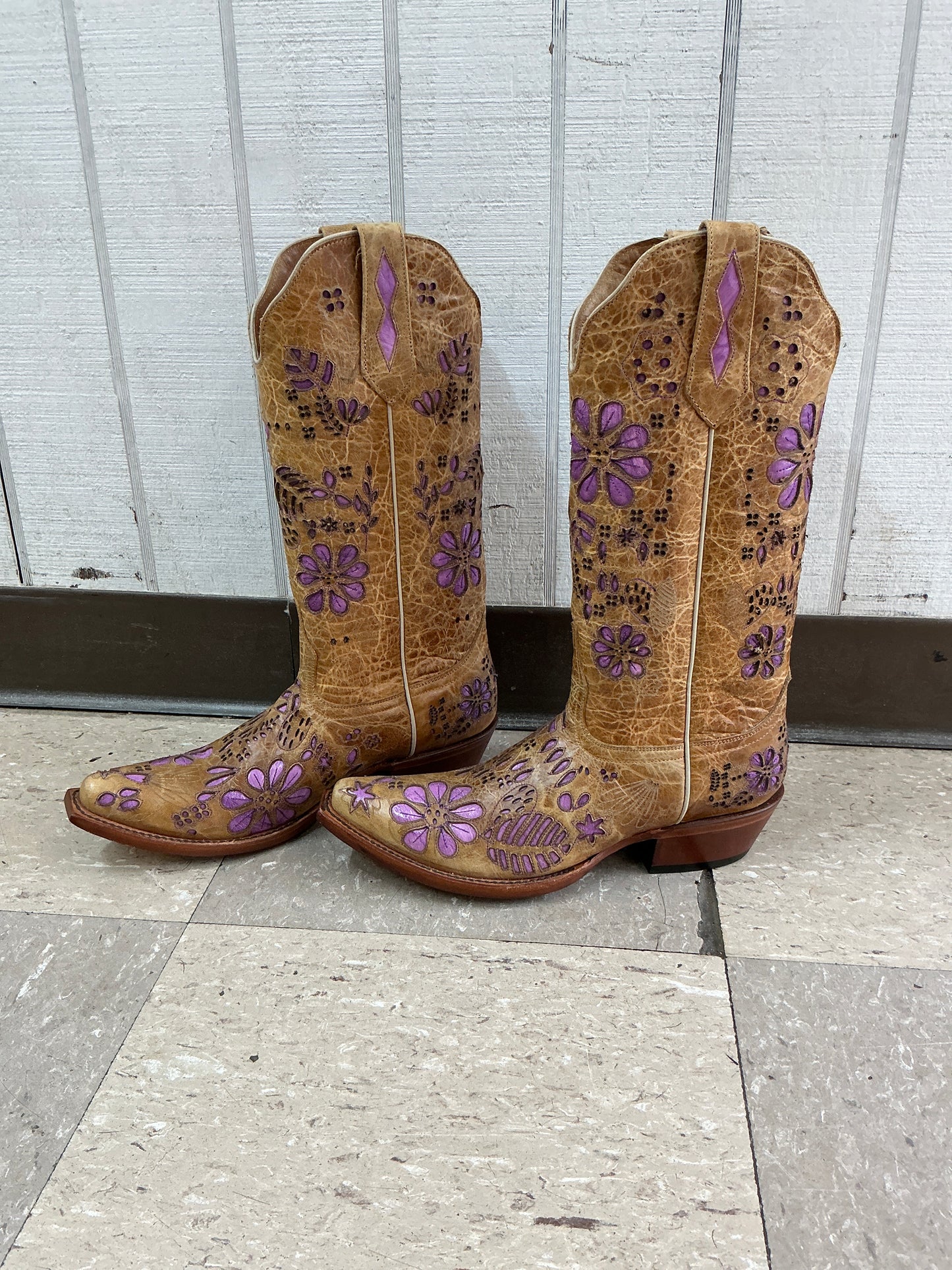 Johnny Ringo Tan A. Bison/Orchid Pointed Toe-CLEARANCE