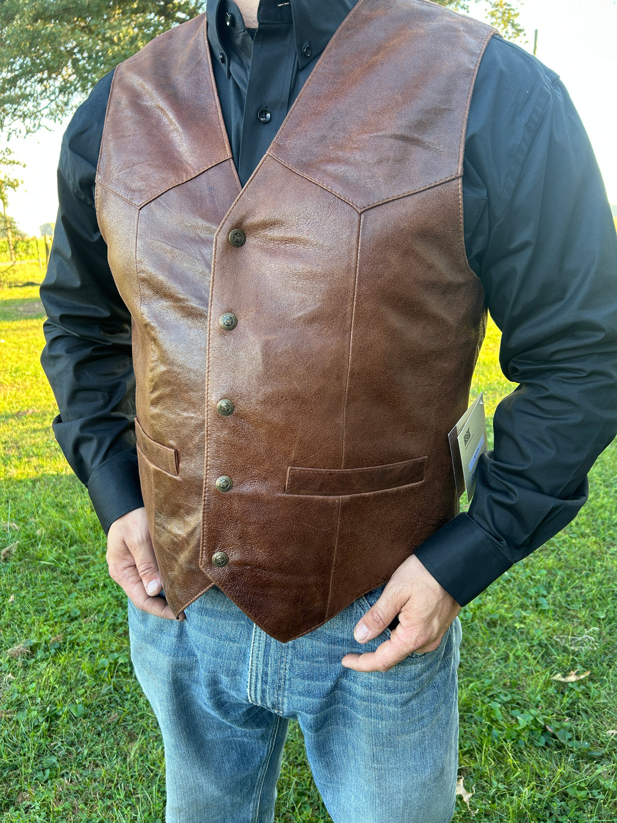 Men's Vintage Lamb Vest by Scully®-Brown