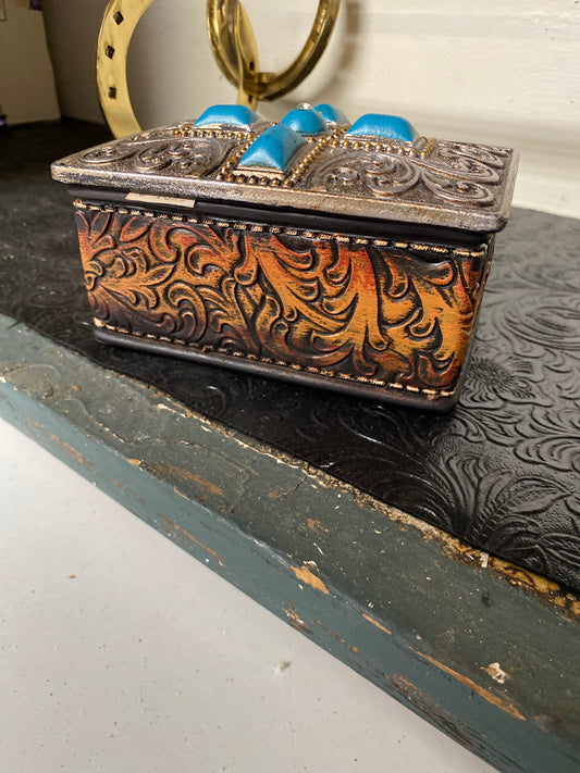 Turquoise Cross Trinket Box
