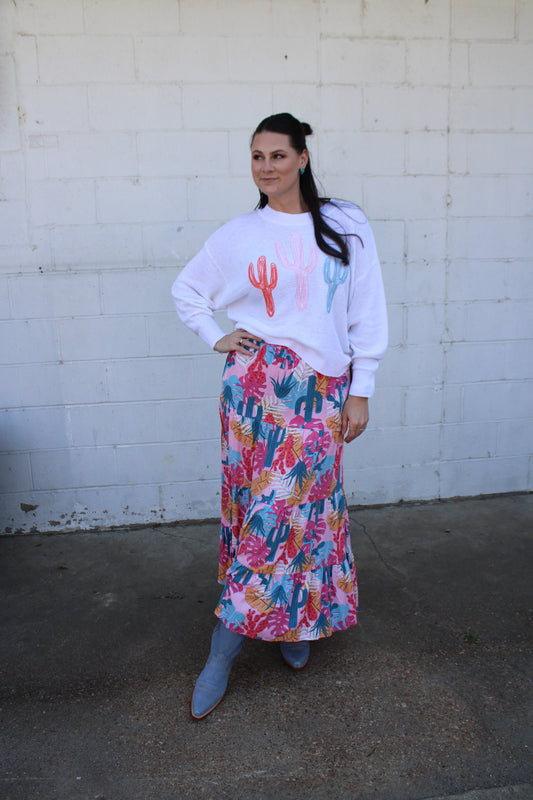 Wrangler Retro® Americana Dress Set- Pink Cacti Maxi Skirt