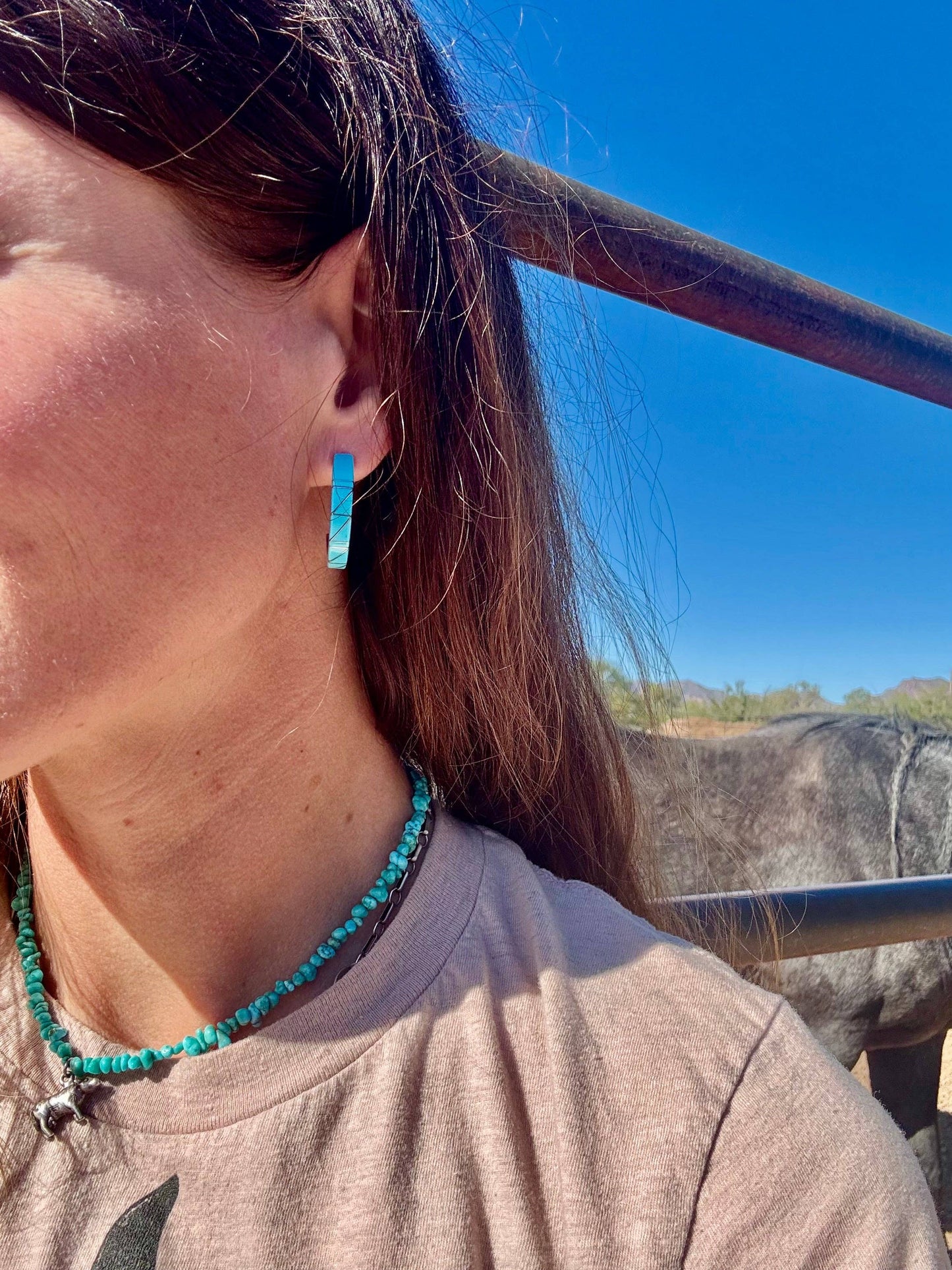 Turquoise Inlay Hoops