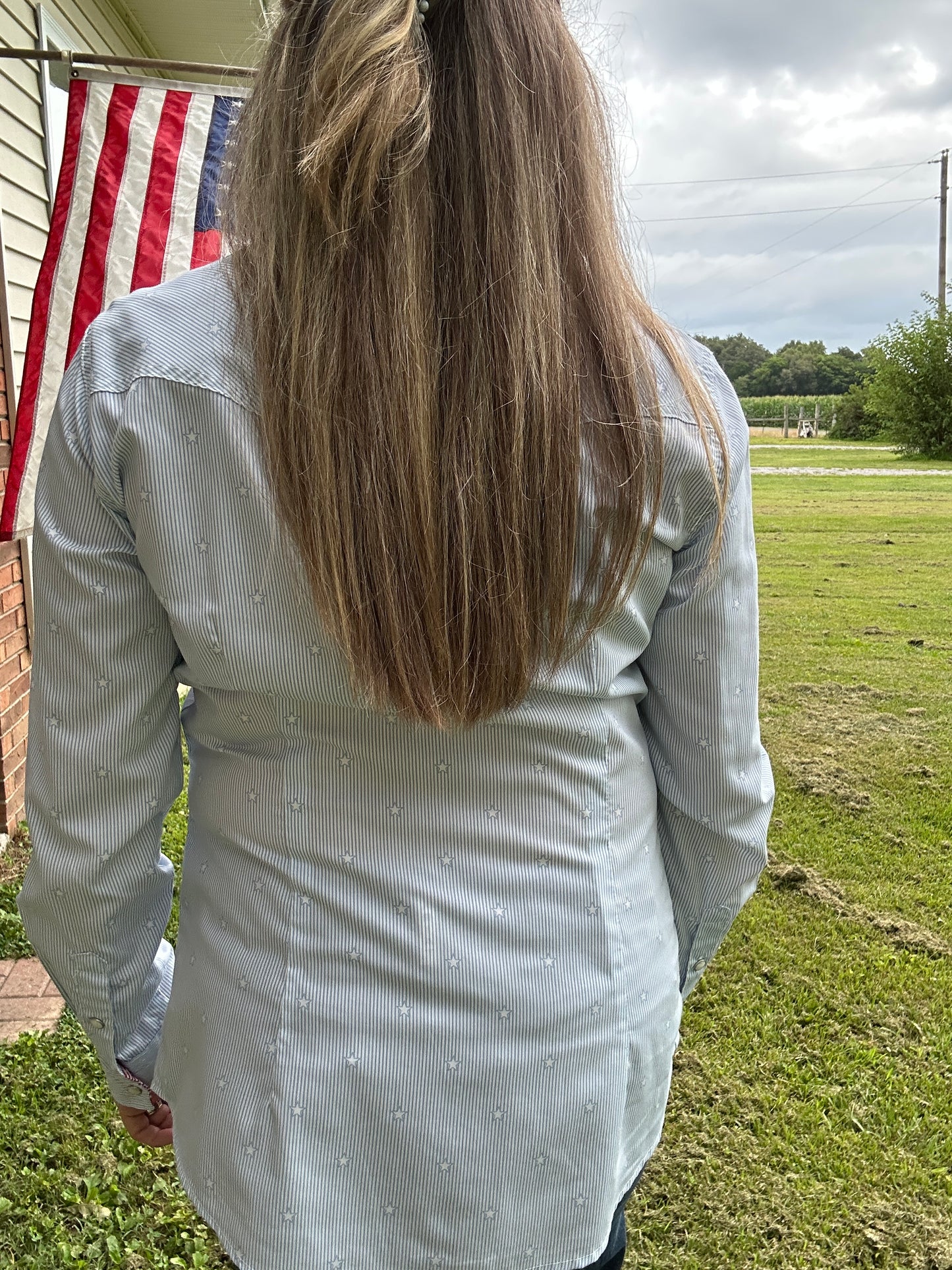 Wrangler Retro® Women's Long-Sleeve Pearl Snap- Stars & Stripes