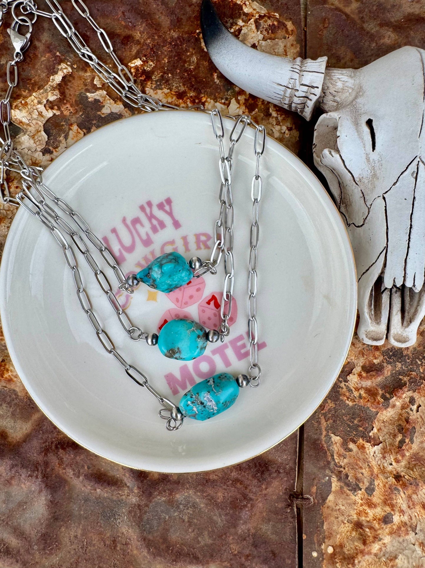 Kingman Turquoise Nugget Bar Chokers