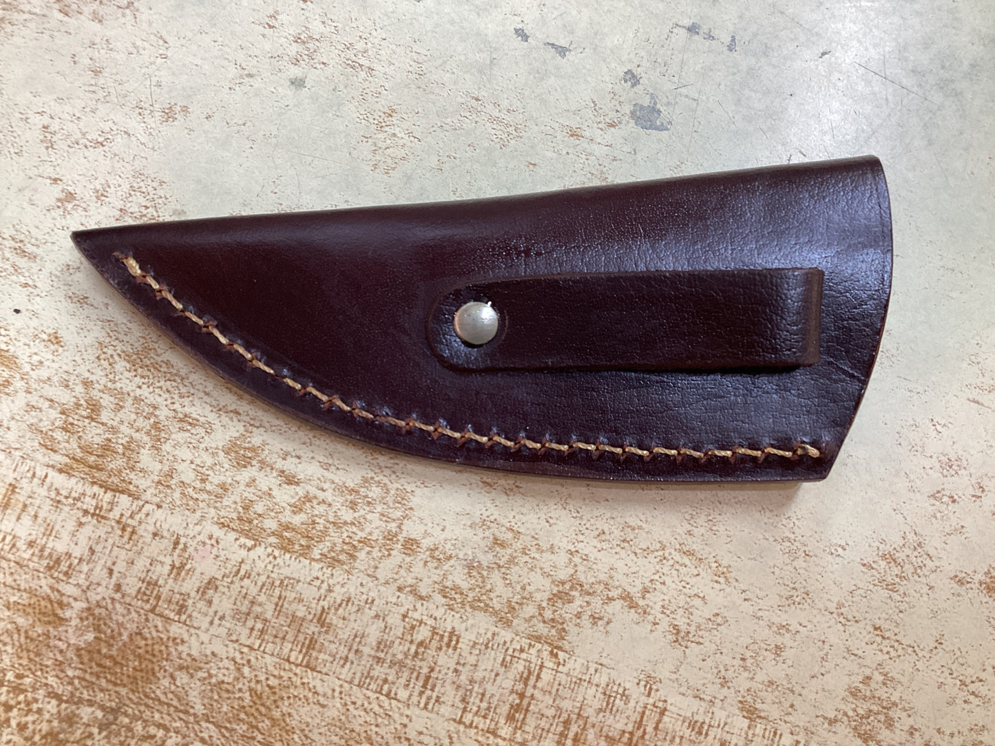 8 1/8” Stainless Blade with Blue Wood Handle and Leather Sheath