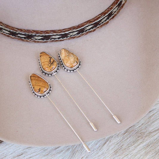 Brown Jasper Hat Pin