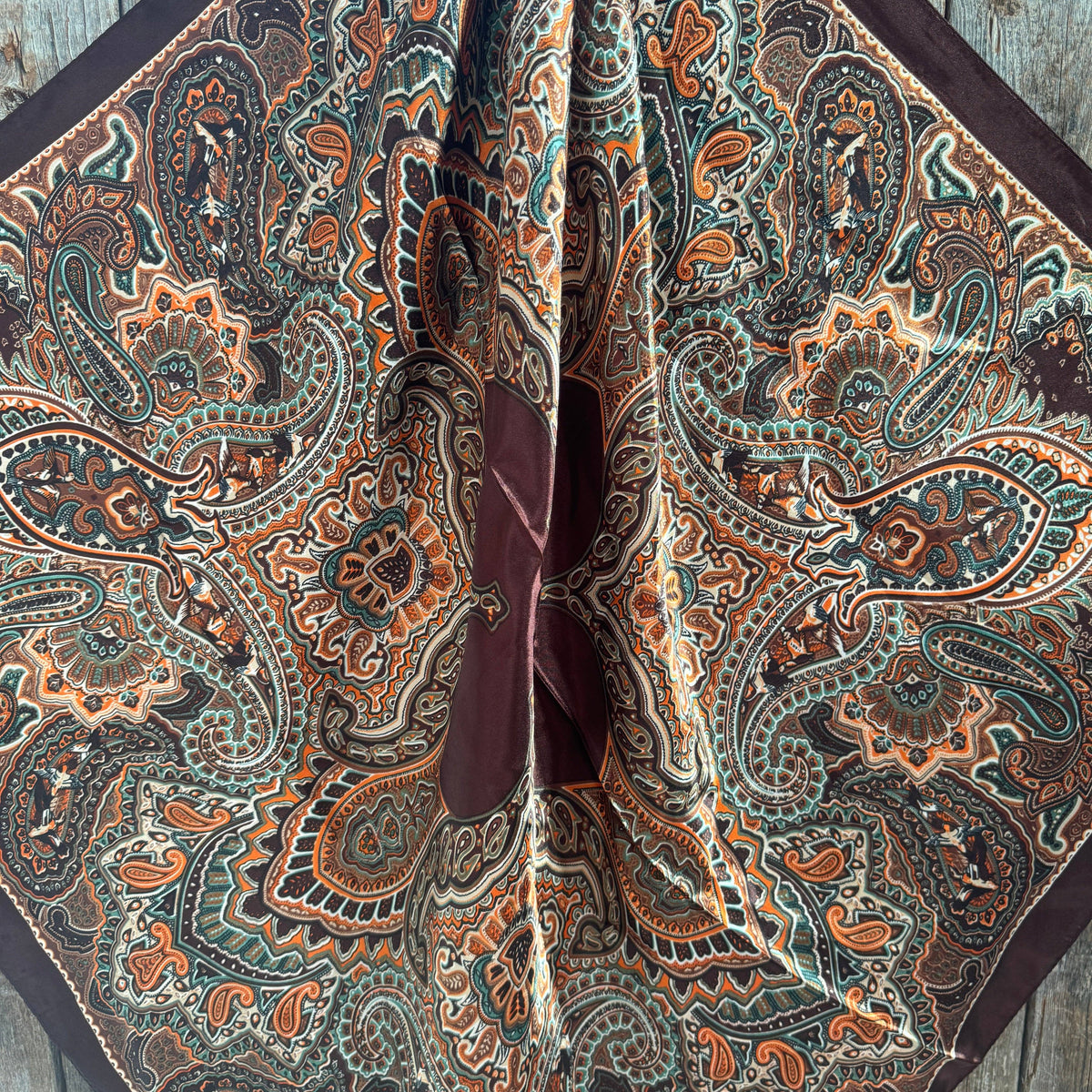 Brown and Orange Paisley Wild Rag - Western Scarf