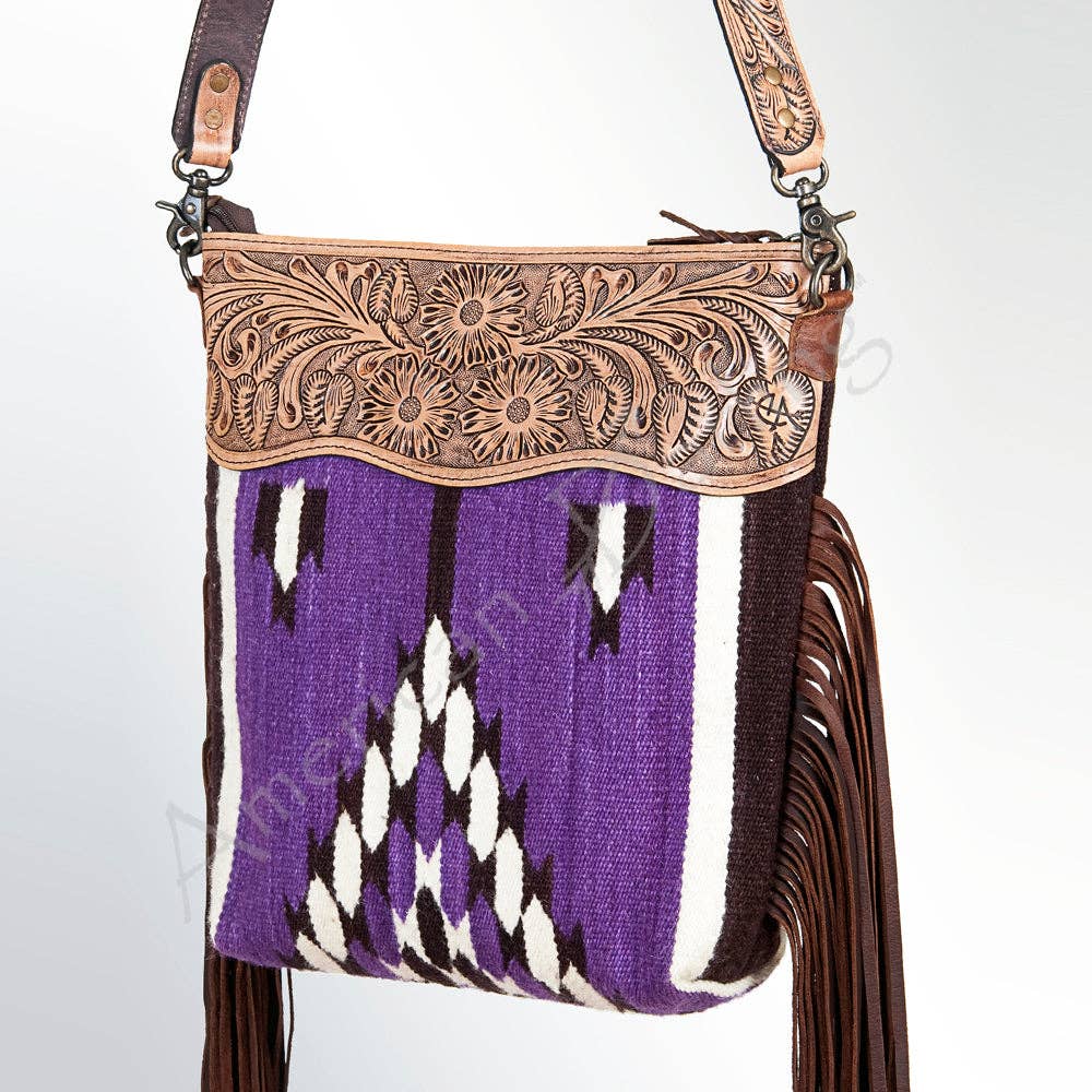 Jolene Tooled Leather & Saddle Blanket Crossbody Bag