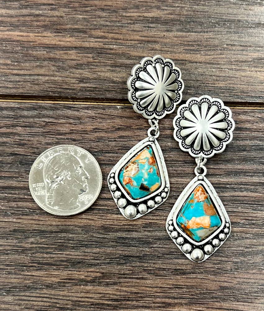 2.2" Arrowhead Gemstone Post Earrings