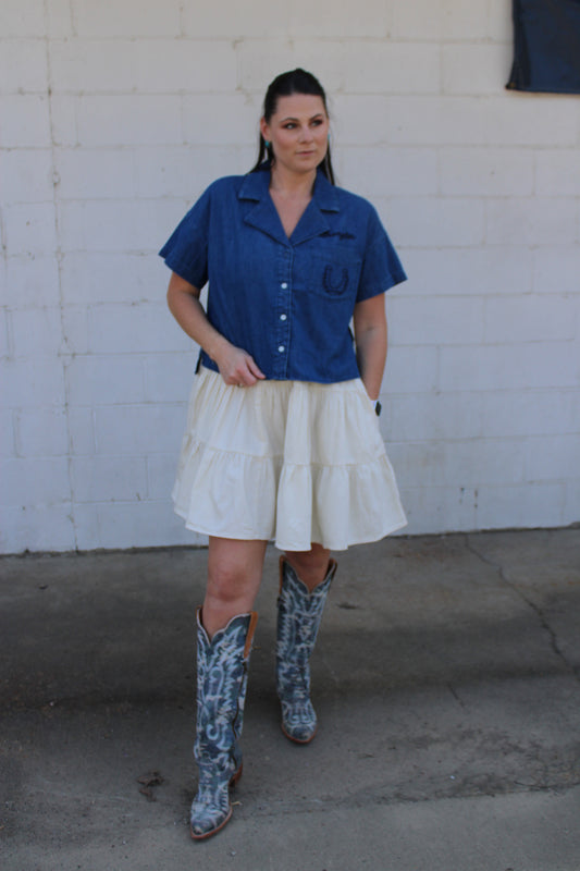 Wrangler Retro® Punchy Denim Camp Shirt