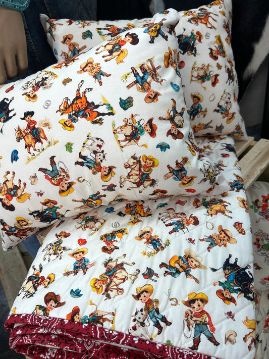 Retro Cowboy and Bandana Bedding Set