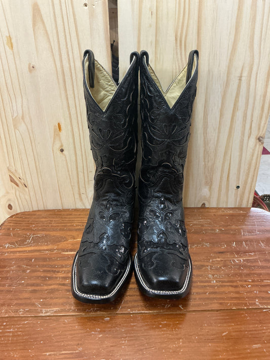 Corral Black Sequin Inlay Boot-CLEARANCE
