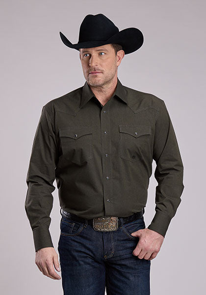 Olive Green Two-Pocket Shirt by Roper