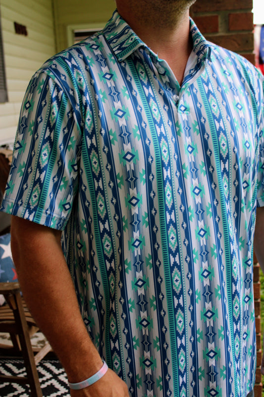 ATG X Wrangler® Short Sleeve Performance Polo-Checotah Turquoise