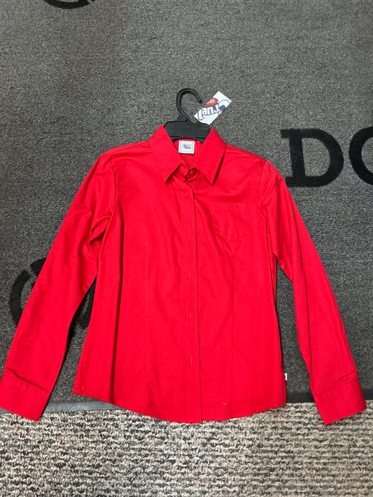Cruel Girl Solid Red Button Up