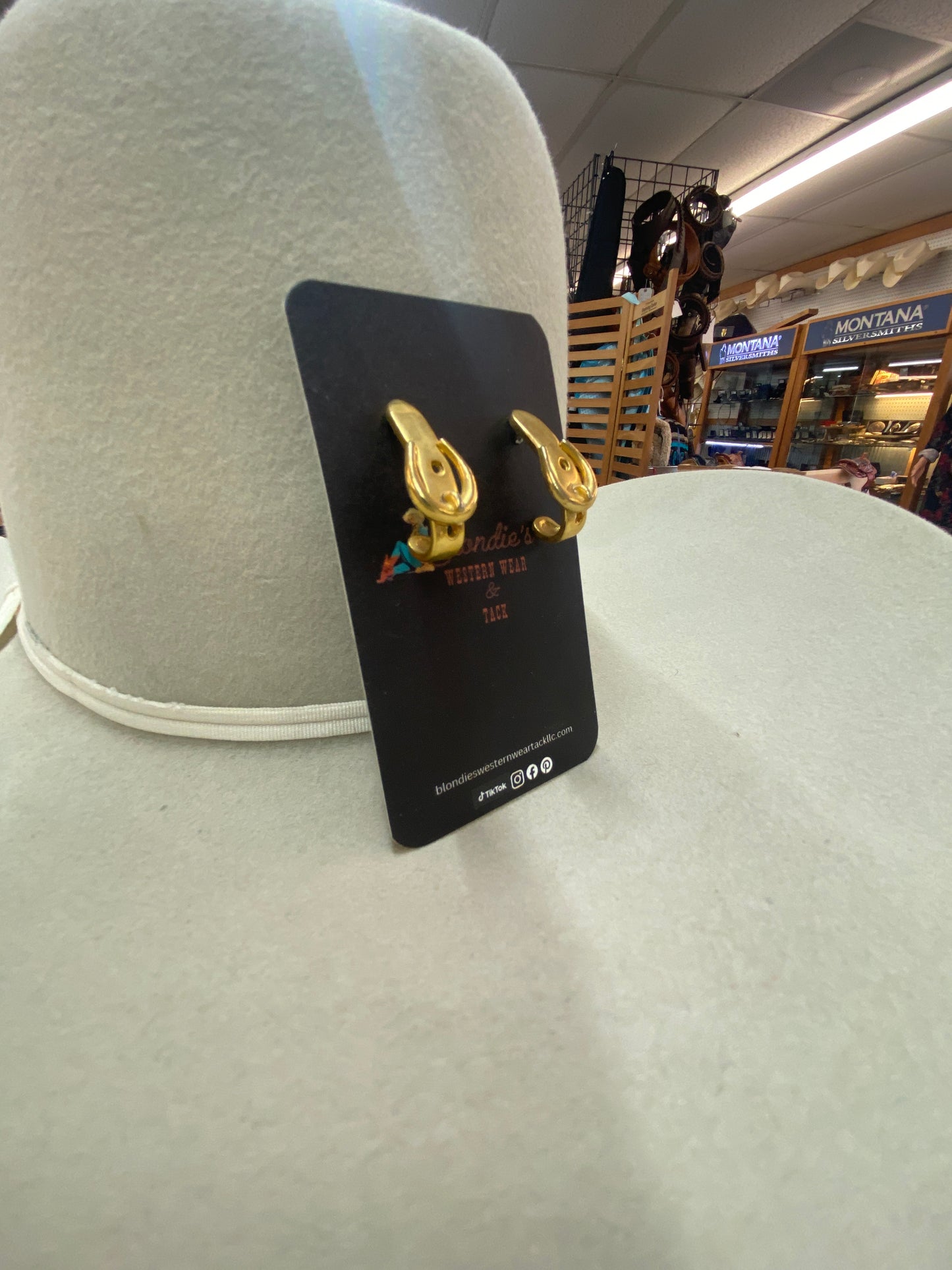 Horseshoe buckle and billet earring