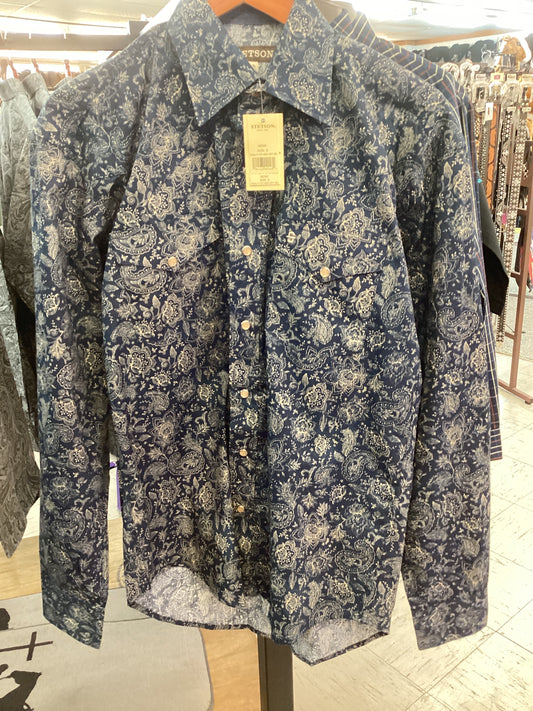 Midnight Sky Paisley Men’s LongSleeve Shirt by Stetson