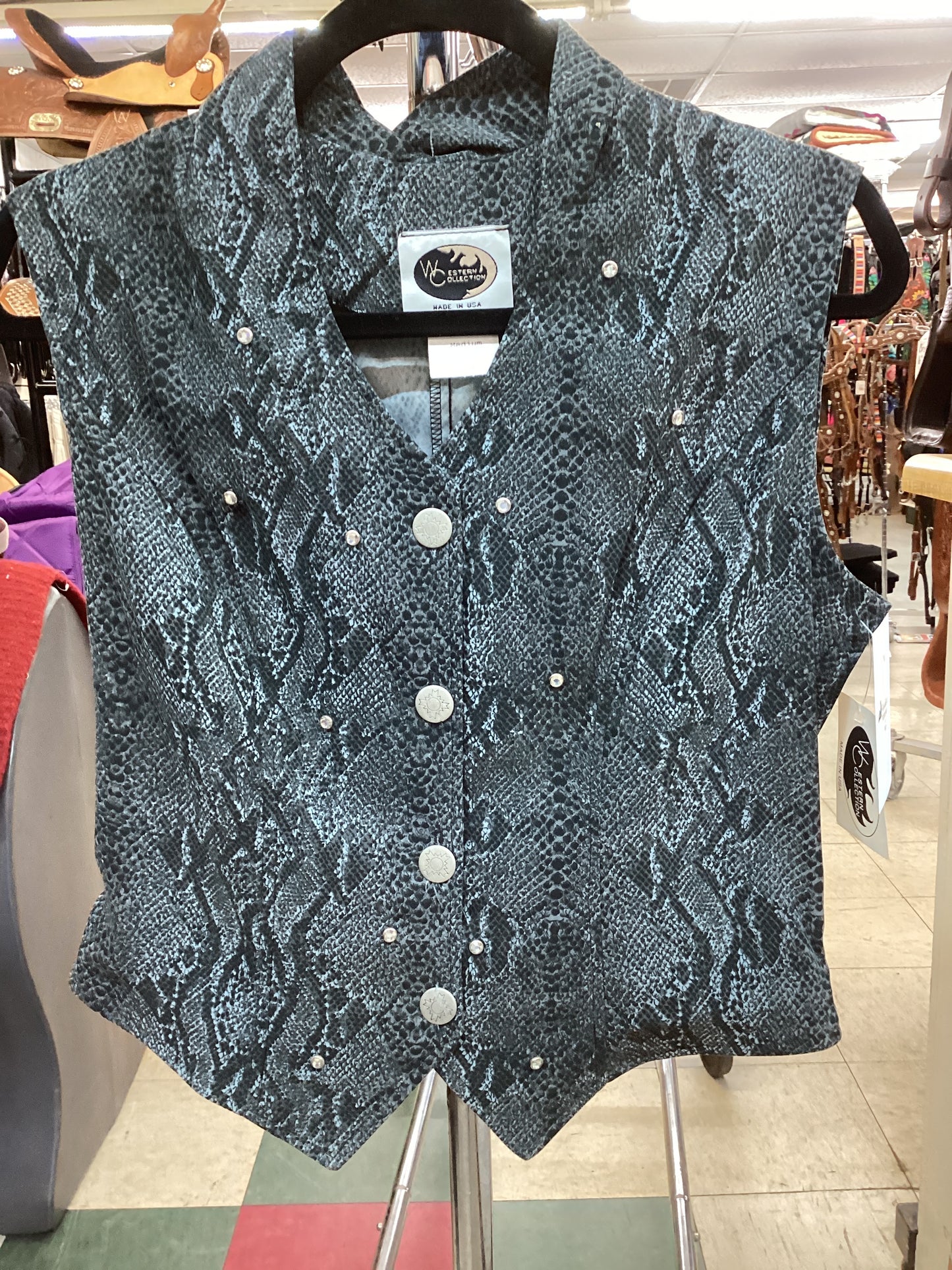 Charcoal Snake Print Retro Vest