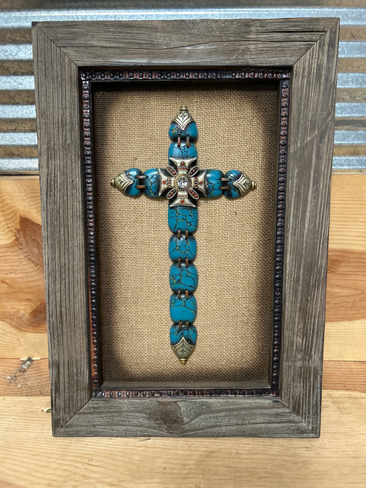 Framed Turquoise Cross