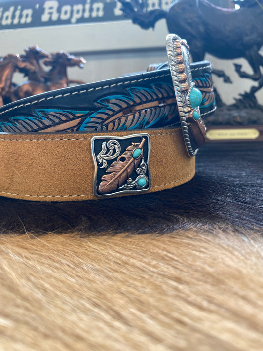 Feather Dreams Hand Tooled Belt by Nocona