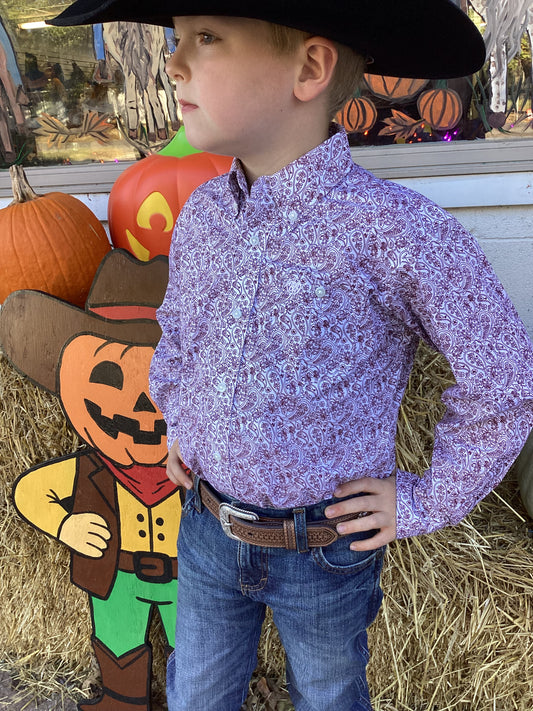 Wrangler Boy’s Classic Long Sleeve-Red