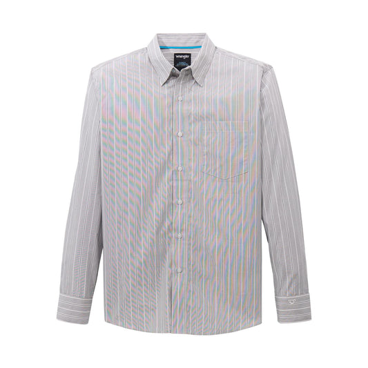 Wrangler X Cody Johnson Long Sleeve Shirt-Classic Fit- Grey & White