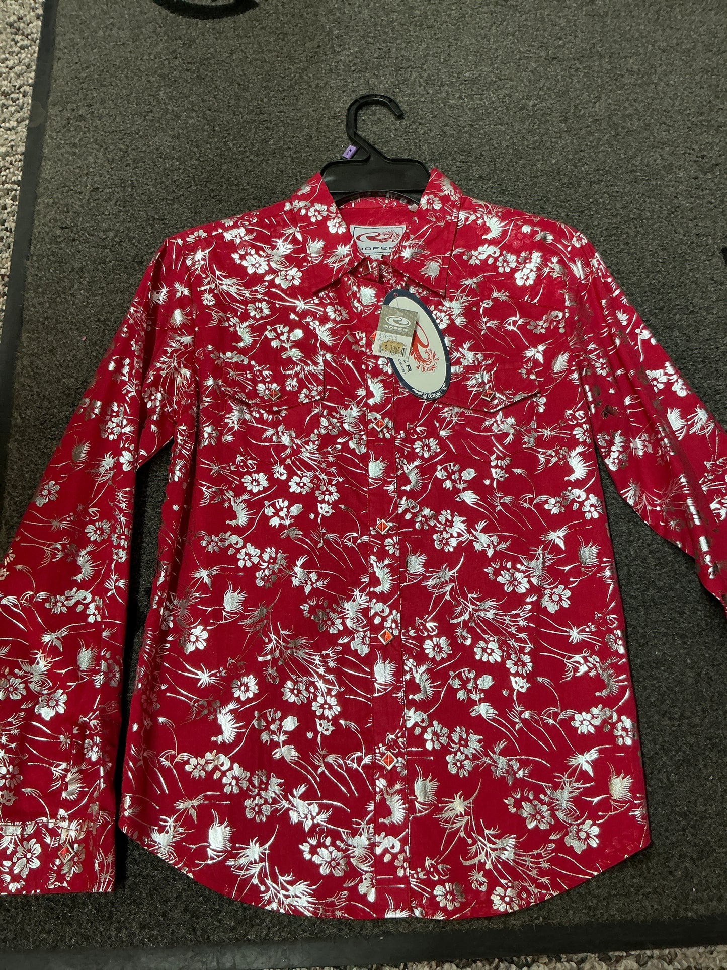 Roper Floral Red Button Up