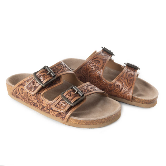 Western Hand-Tooled Sandals