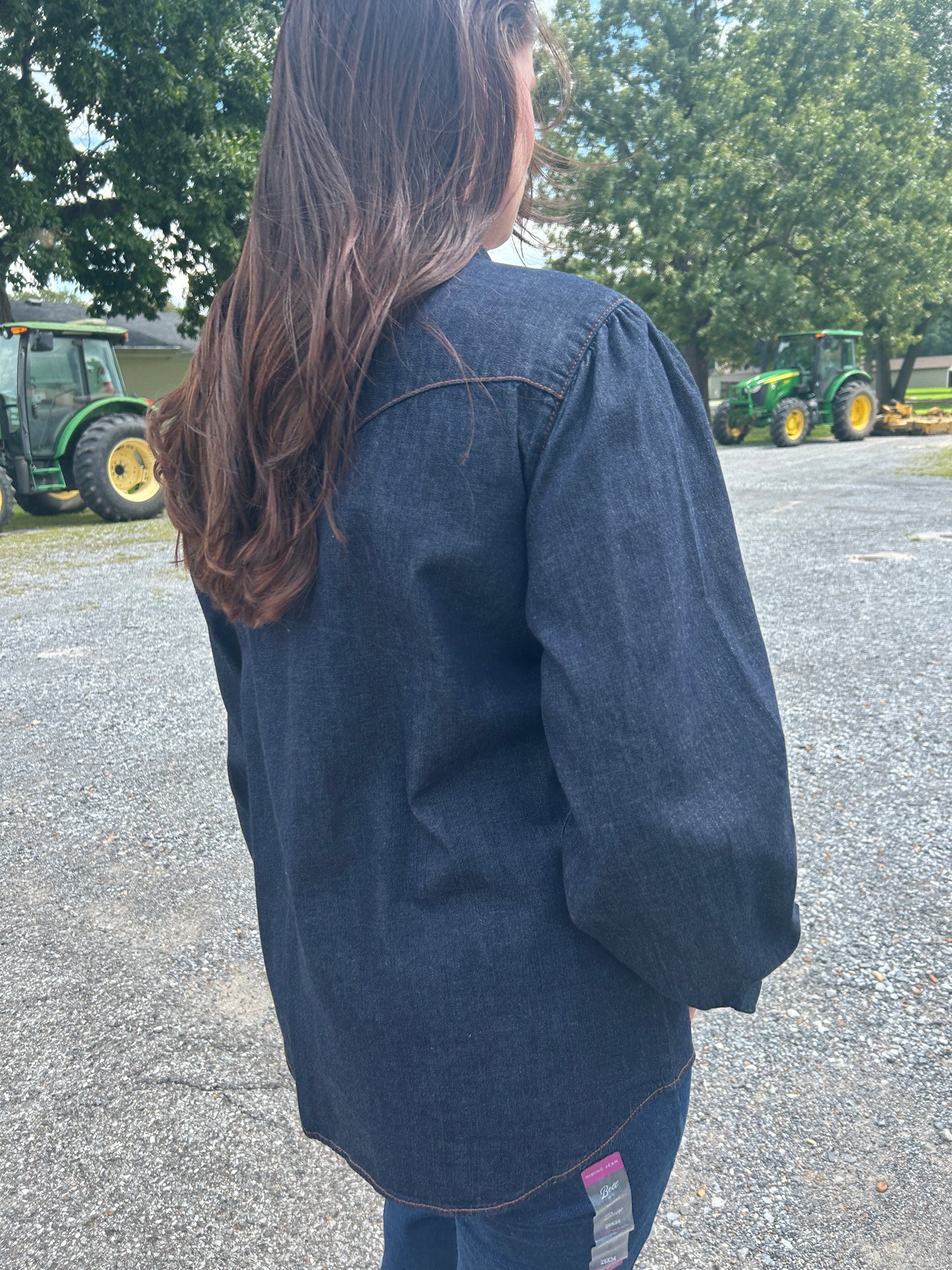 Wrangler® Denim & Pearl Snap Bow Top
