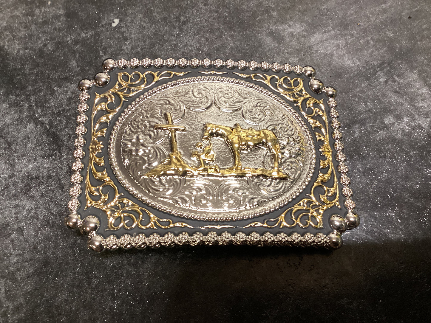 Praying Cowboy Square Belt Buckle