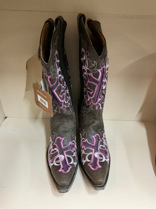 Justin Cross Pink and Brown Pointed Toe-CLEARANCE